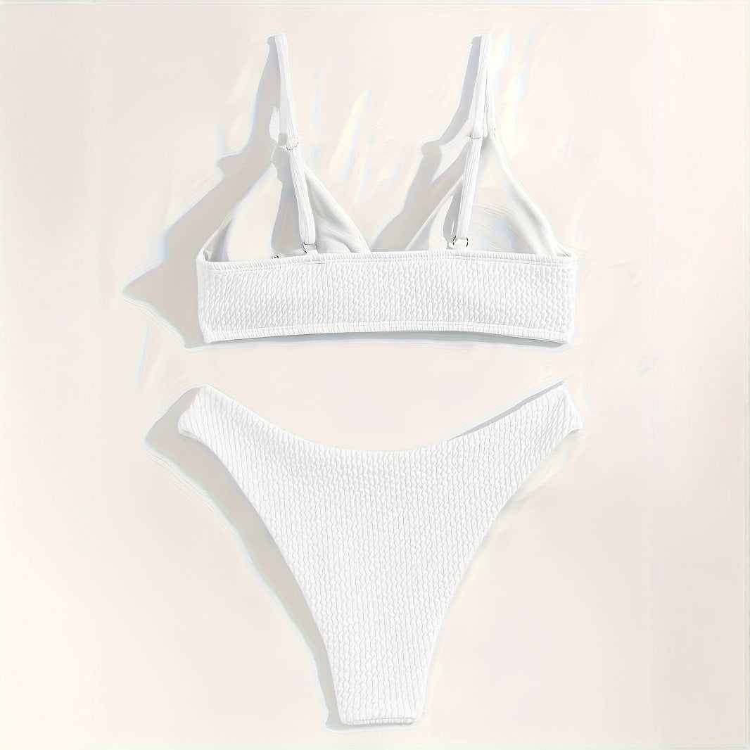 Dame Triangle-Bikini med struktur og smalle stropper Skovae