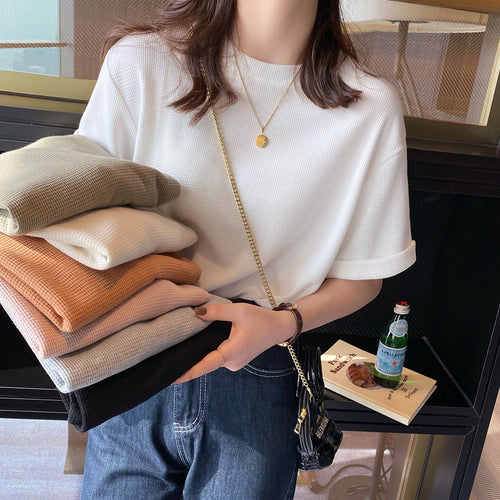 Femme Waffle Knit Afslappet Fit Top Stilla