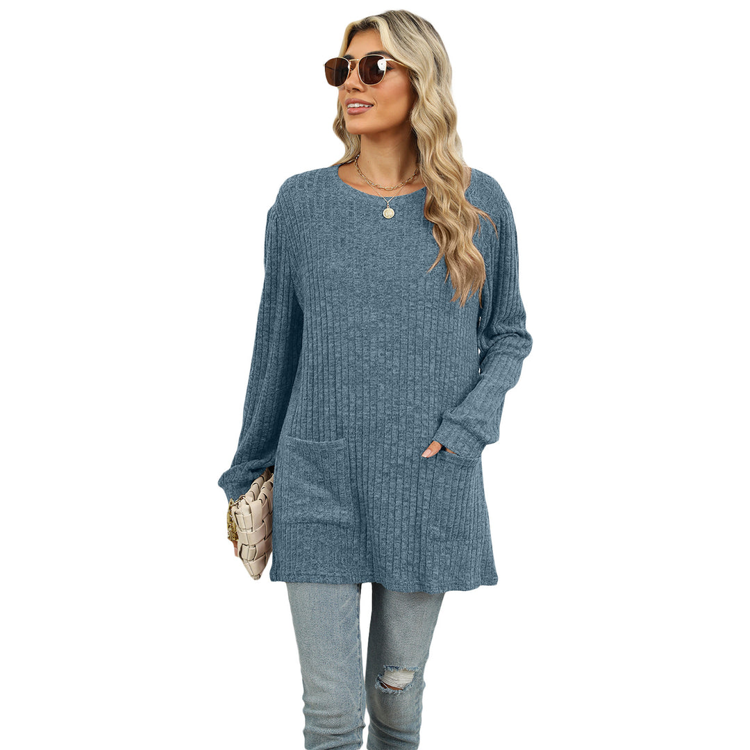 Dame Oversized Strikpullover med Sidelommer Stilla