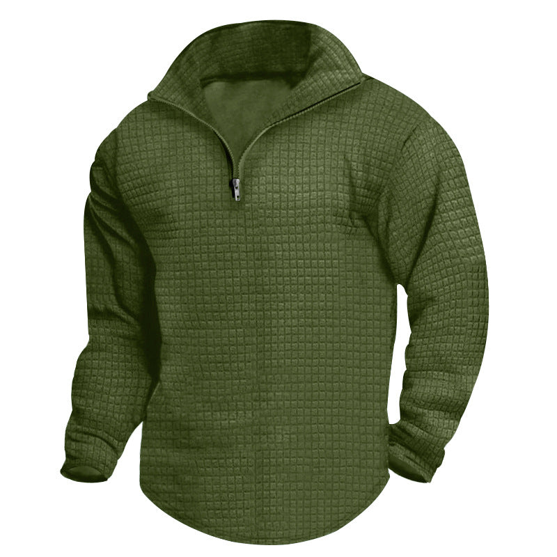 Herre fleece-trøje med ståkrave og struktureret design Stilla