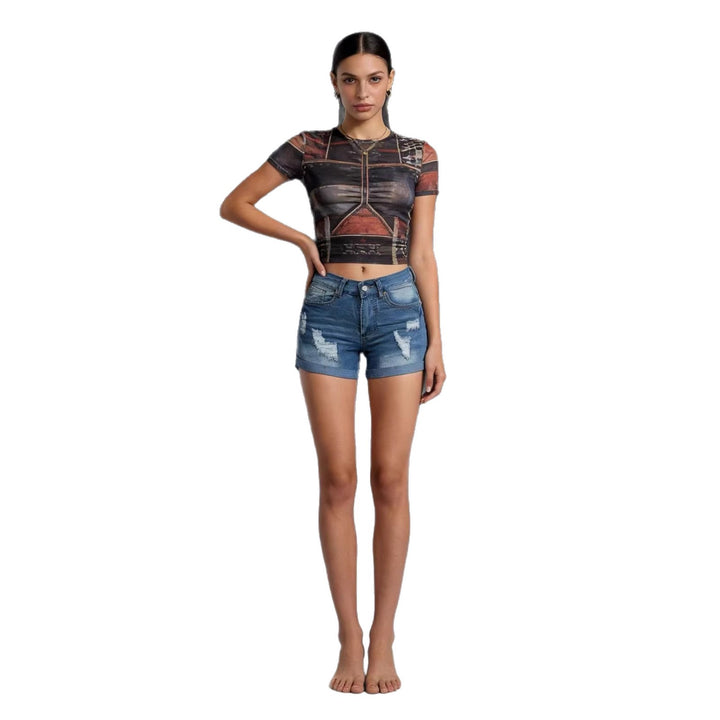 Dame Destroyed Denim-shorts i afslappet snit med moderigtige detaljer Skovae