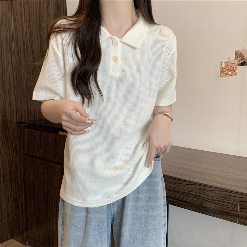 Femme Classic Vaffel Strik Polo-Shirt Stilla