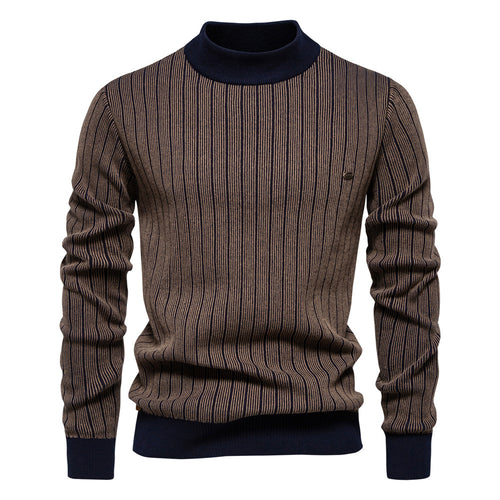 Herrer rullekrave pullover med fint strukturmønster Stilla
