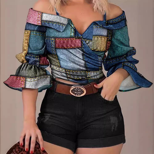 Femme Off-Shoulder Vinklebluse med udstikkende ærmer Stilla