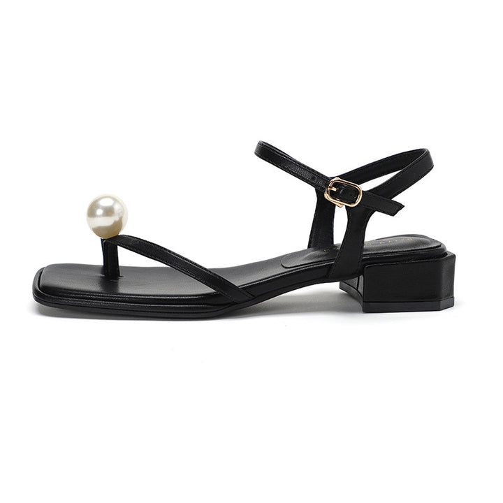 Femme Elegante Perle-prydede Slingback Sandaler Stilla