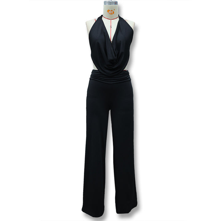Dame Jumpsuit med elegant indpakningsdetalje og brede benpartier Skovae