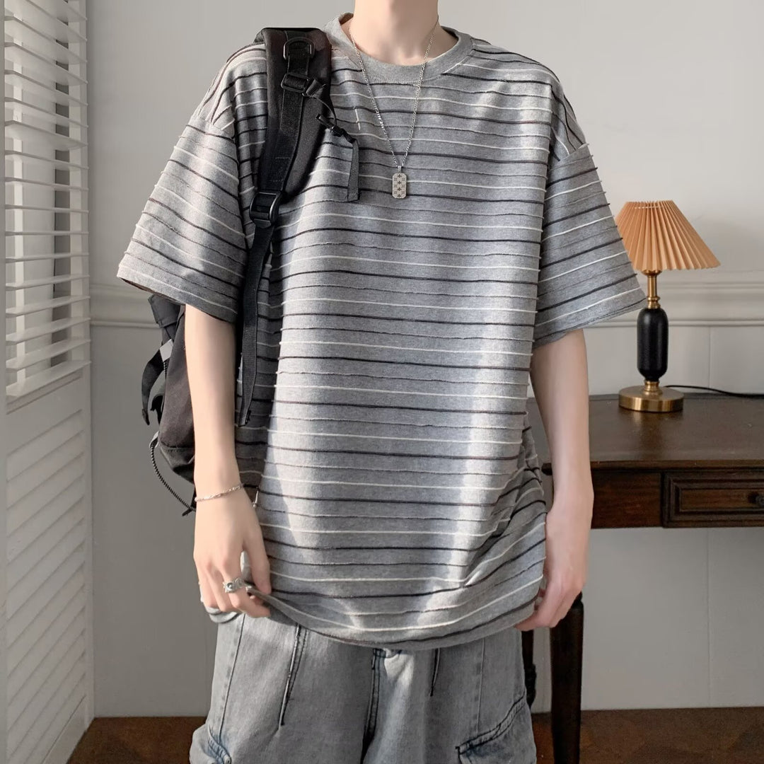 Unisex afslappet stribet T-shirt med oversized pasform Stilla