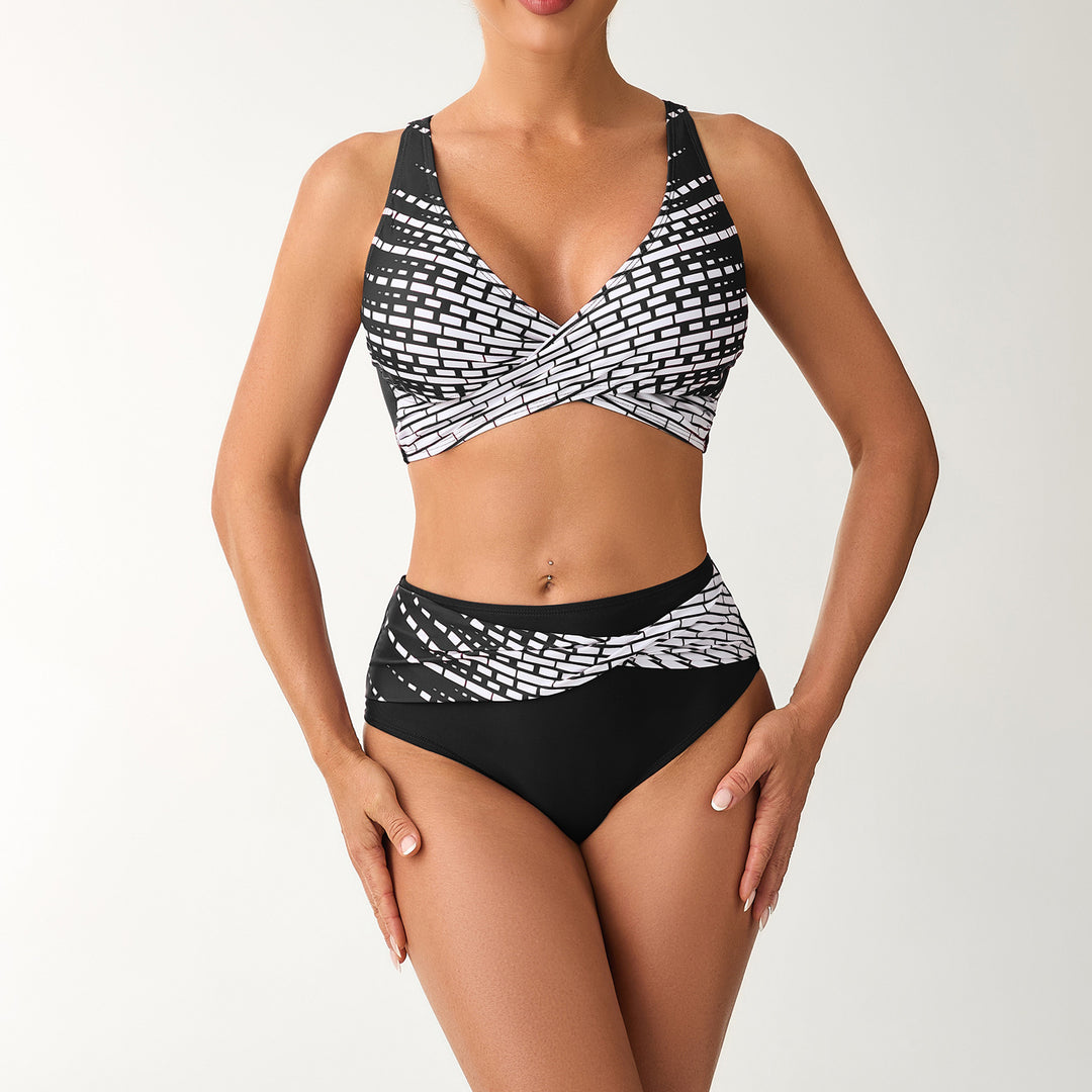 Dame bikini sæt med raffinerede indviklede detaljer og høj trusse Stilla