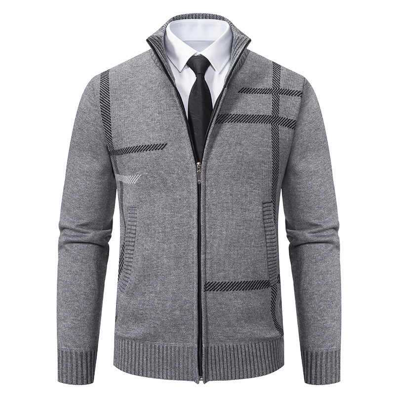 Herrer Strukturstrik Zip-Up Cardigan Pullover Stilla