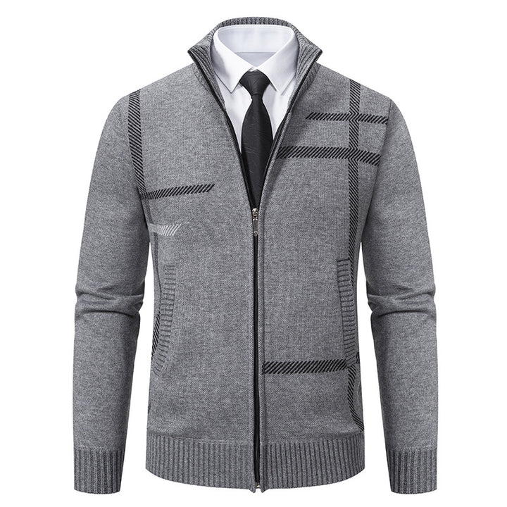 Herrer Strukturstrik Zip-Up Cardigan Pullover Stilla