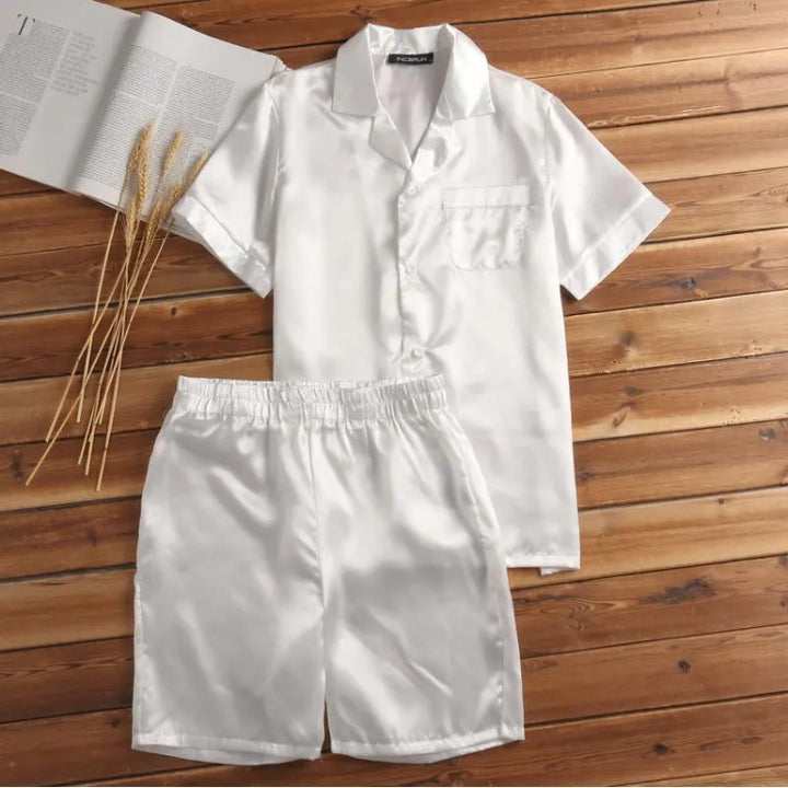 Herrer Satin Pyjamas Sæt Stilla