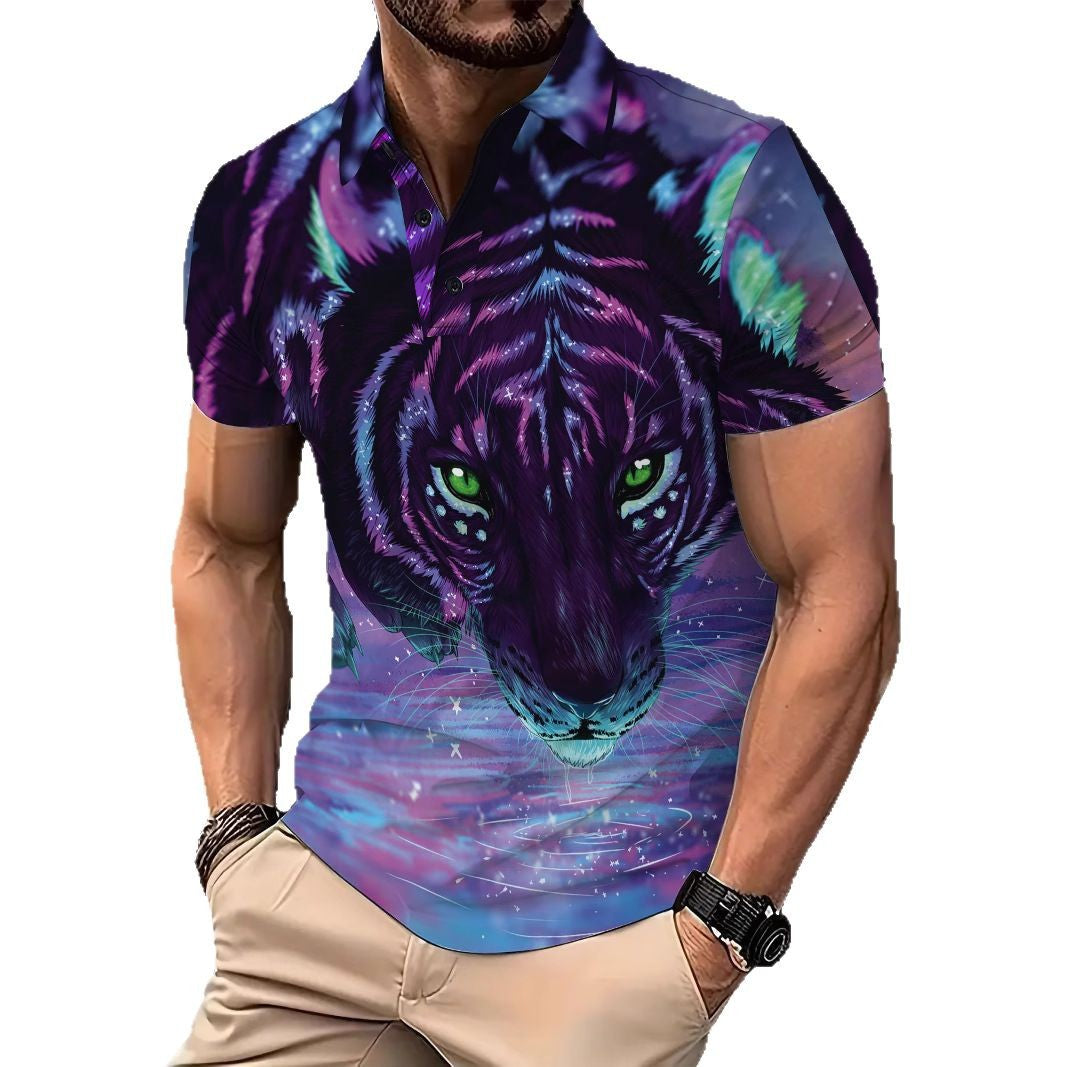 Herrer Poloshirt med fantasifuld dyregrafik Stilla