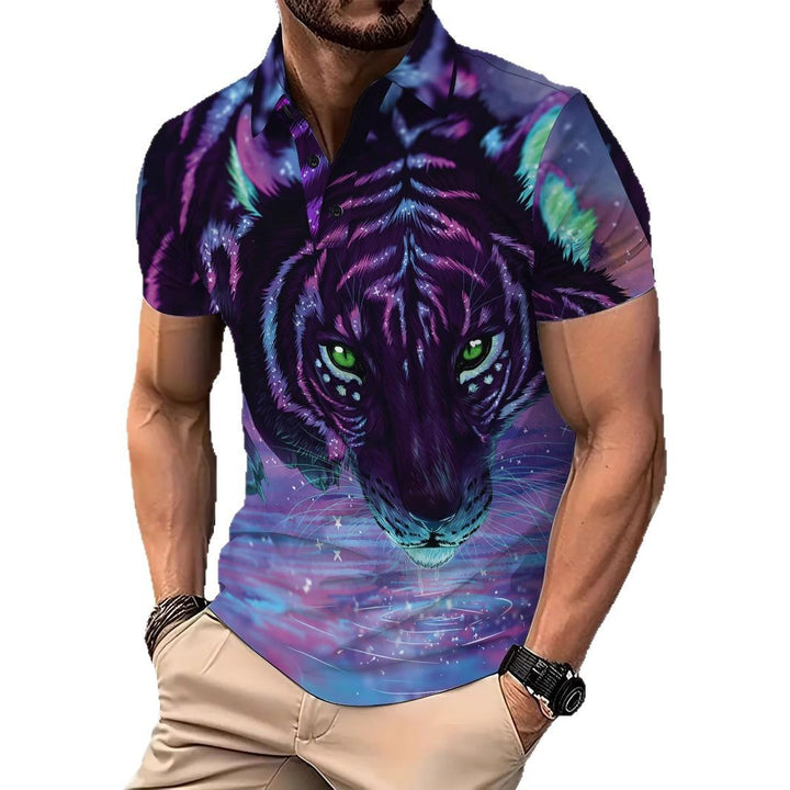 Herrer Poloshirt med fantasifuld dyregrafik Stilla