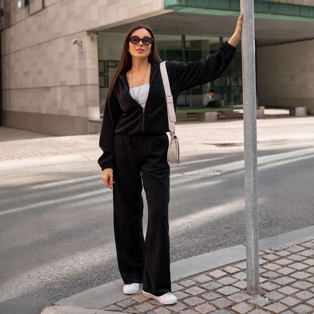 Kvinders cropped sweatshirt med lynlås og elastisk talje