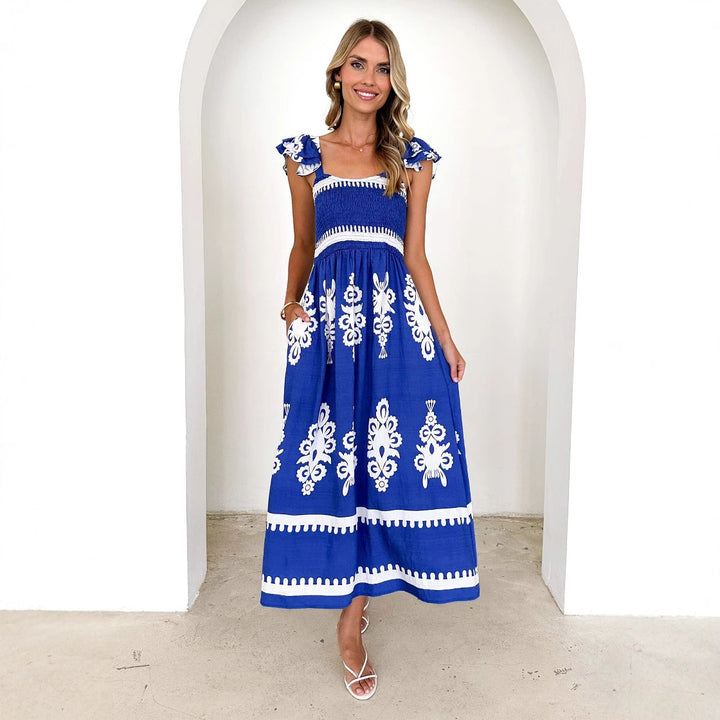 Kvindernes maxikjole med off-shoulder design og blomster mønstre Stilla