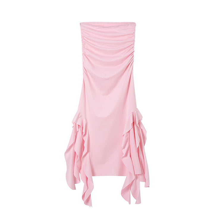 Dame Rynke Maxi Kjole med asymmetrisk Kant Stilla