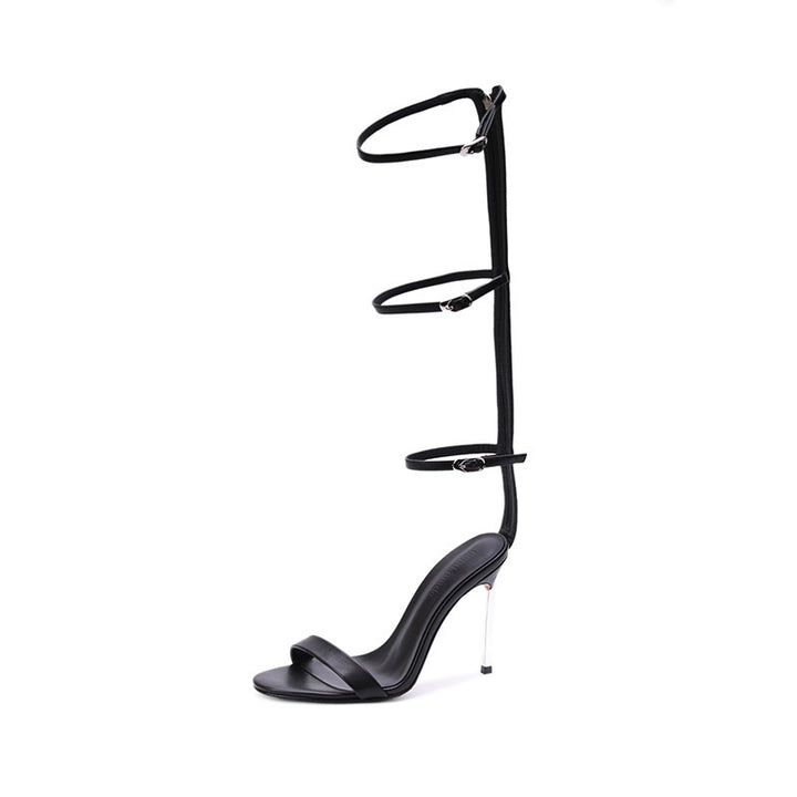 Femme Strappy Høje Hæl Sandaler med Lang Ankelsnar Stilla