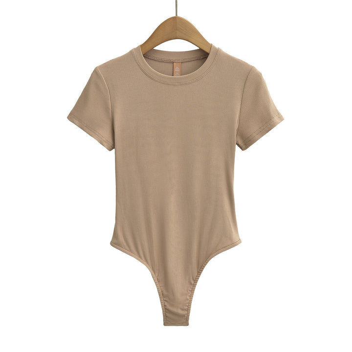 Dame figurnær Bodysuit i høj kvalitet rib-stof med kort ærme Stilla