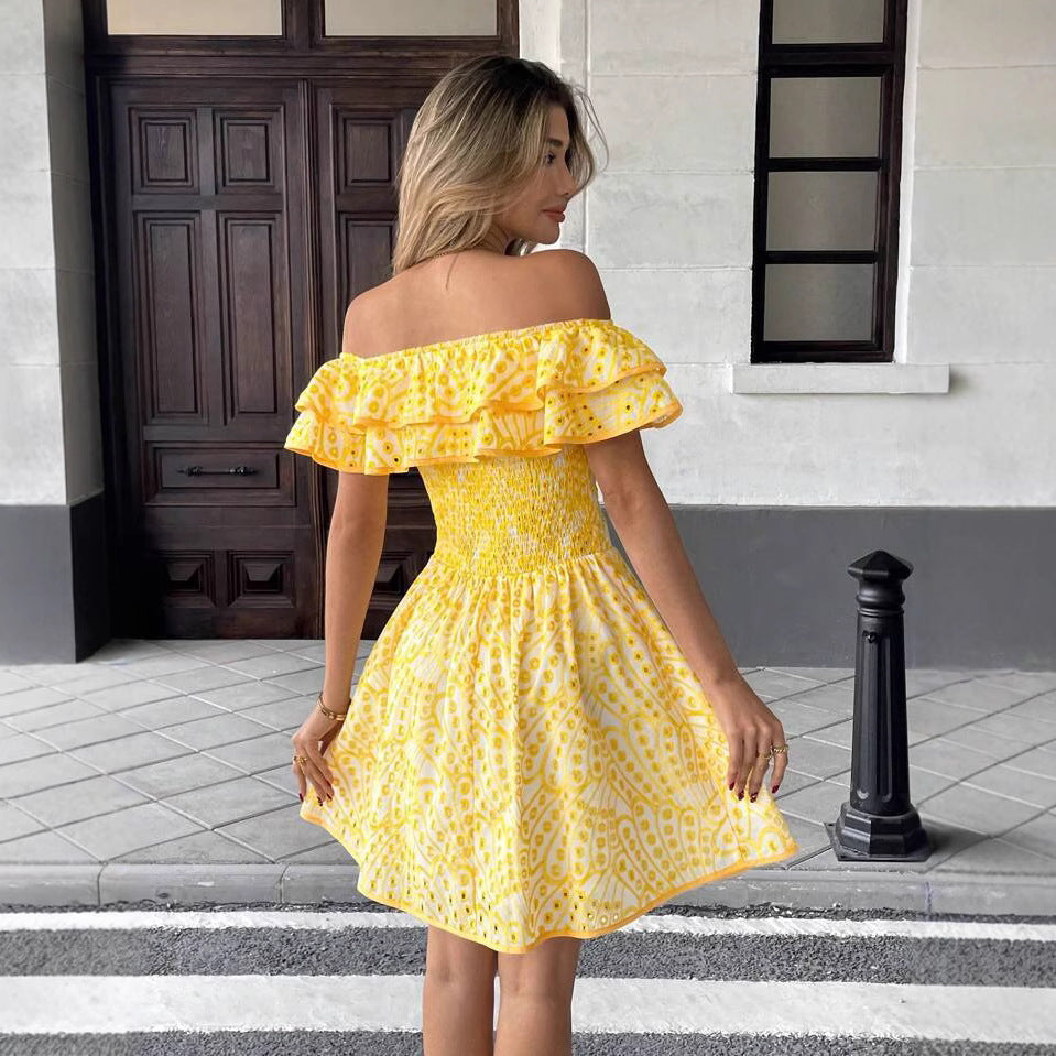 Dame Off-Shoulder Rynkekjole Stilla