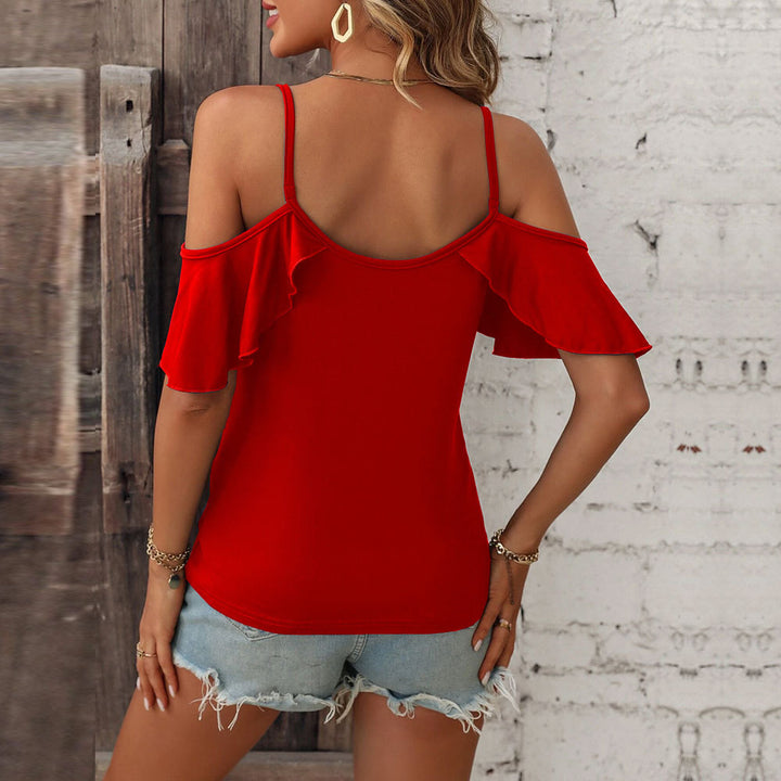 Kvinders off-shoulder top med flæse detaljer Stilla
