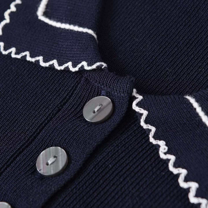 Damer strikket pullover med polo krave og knap-lukning Stilla