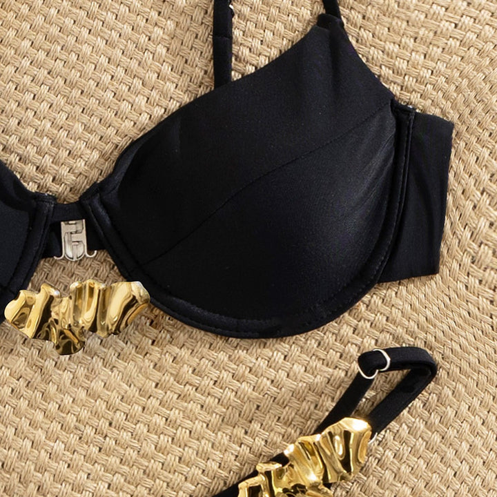 Dame Bikini-sæt med elegant Push-up BH og dekorerede stropper Stilla