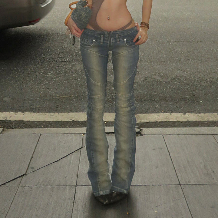 Dame Bootcut Jeans med fashionable syninger og komfortabel elastisk talje Skovae