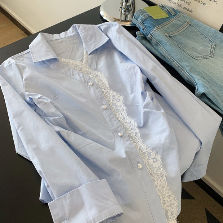 Femme Elegante Spidsedekoration Bluse Stilla
