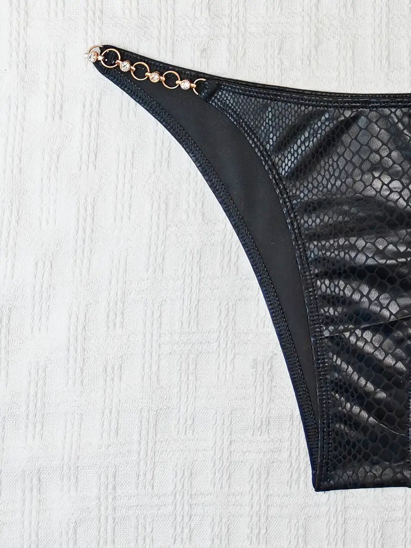 Dame Triangle Kæde-Detail Bikini Sæt Stilla