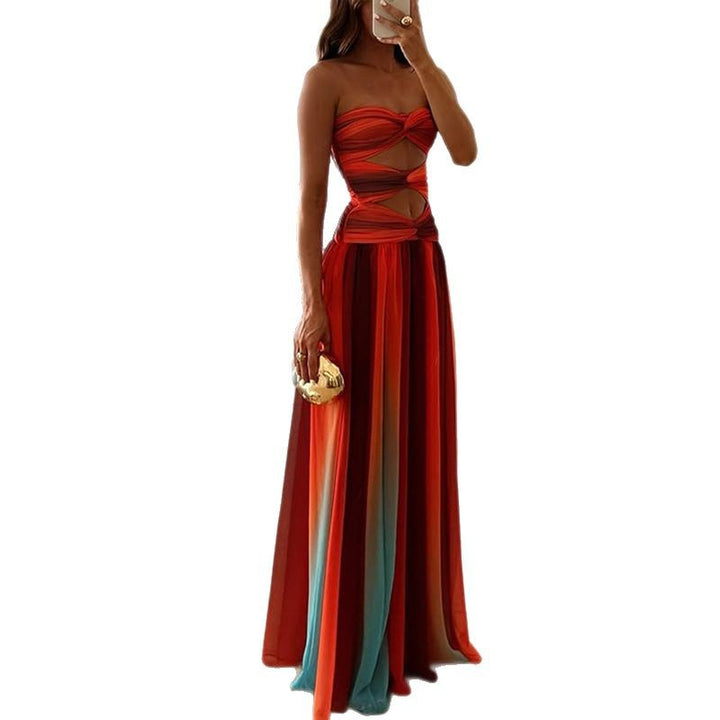 Dame strapless Maxi-kjole med raffinerede cut-out-detaljer Skovae