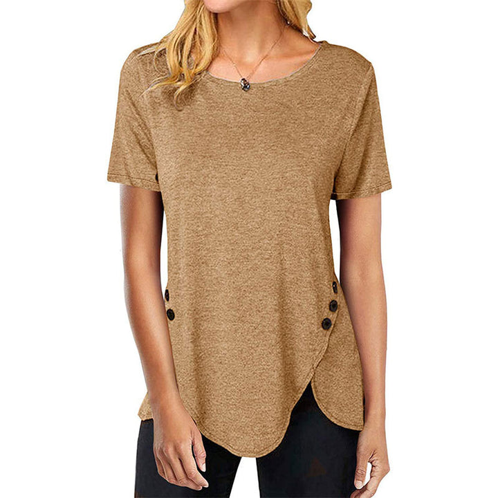 Damer asymmetrisk T-shirt med knapdetaljer Stilla