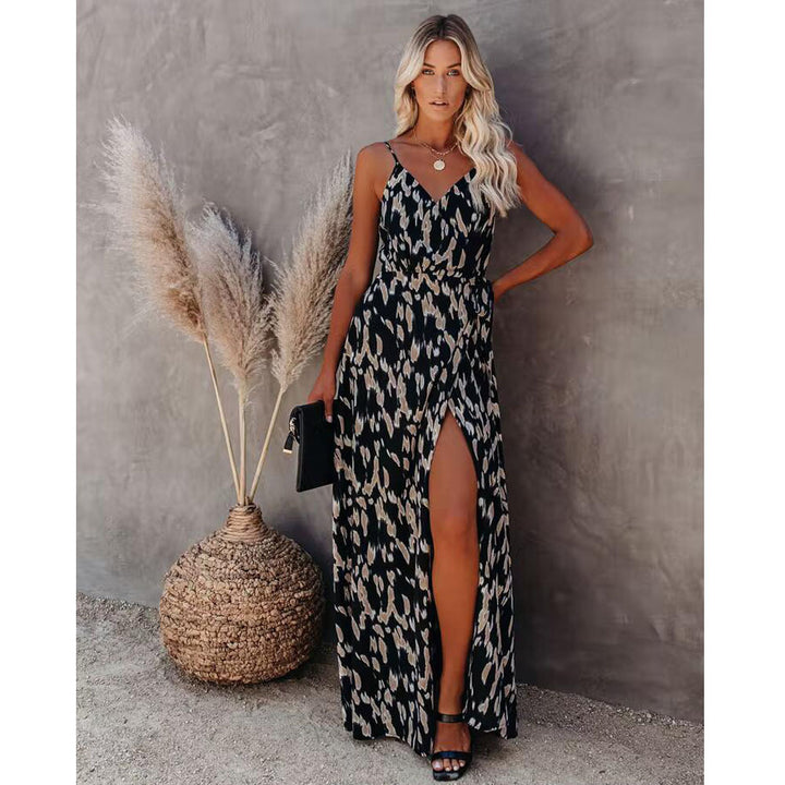 Femme Elegantes Maxi Kjole med sidelifting design Stilla