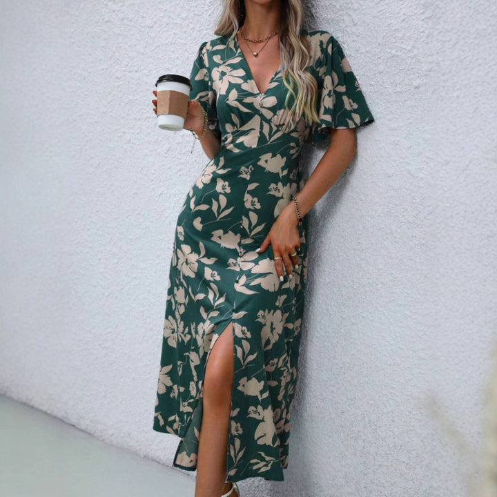 Dame Maxikjole med elegant blomstertryks Stilla
