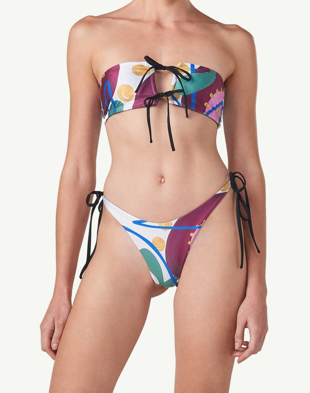 Dame bandeau-bikini med stilfuldt bindesystem Skovae