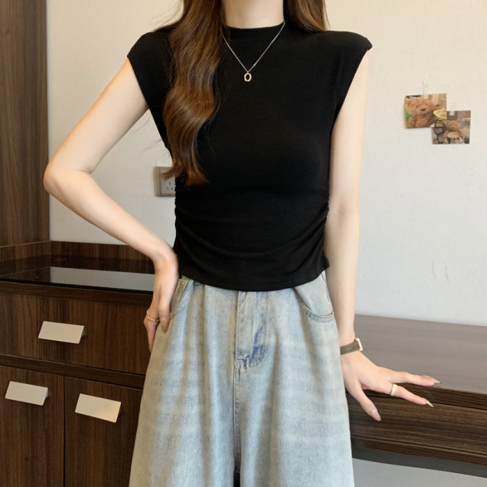 Dame Kortærmet Fitted Top med Stretchstof Stilla