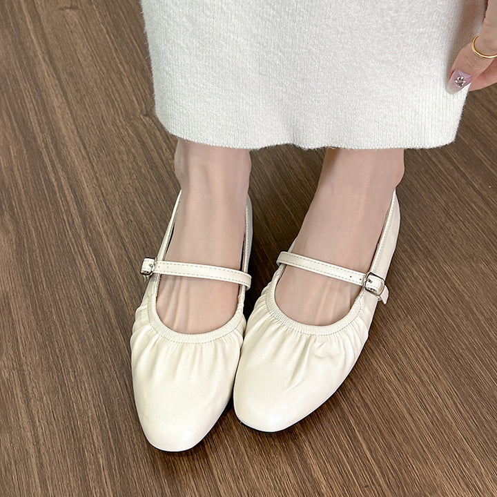 Dame elegante metalliske ballerina-flats med justerbar rem Stilla