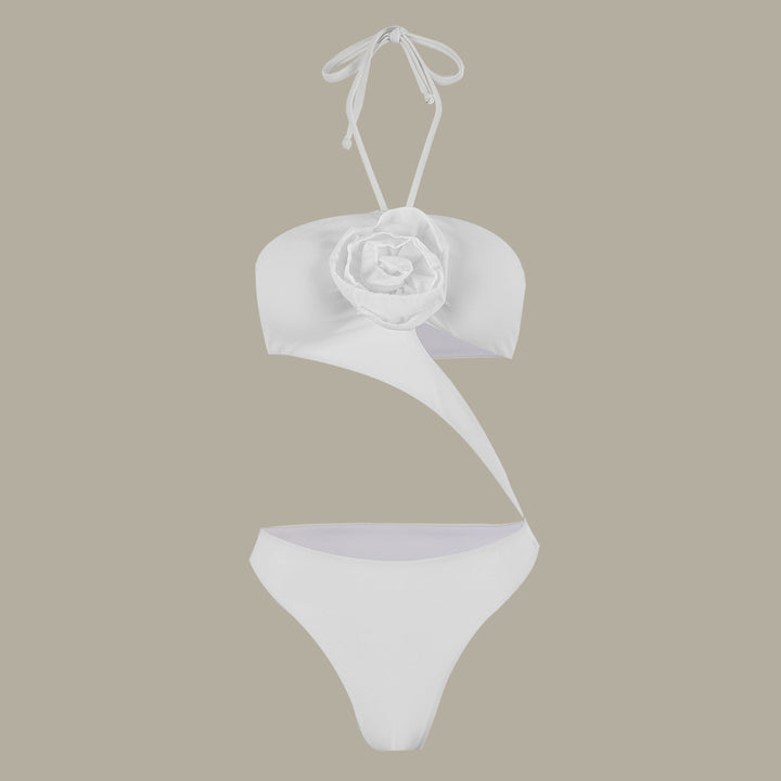 Dame badedragt med innovativt asymmetrisk design og elegant blomsterapplikation Stilla
