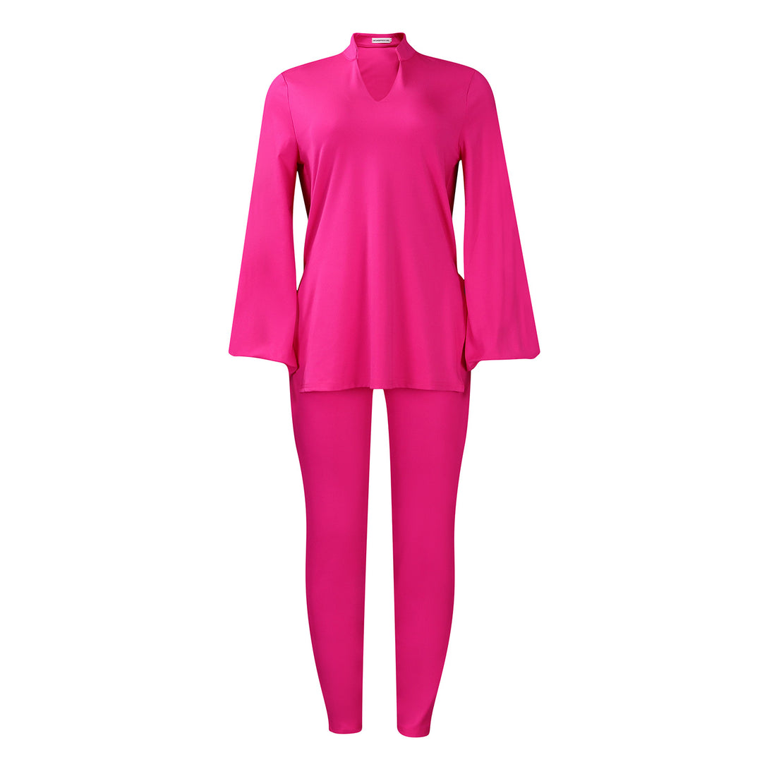 Dame afslappet to-dels sæt med elegant bluse og lange leggings Stilla