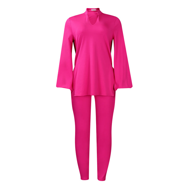 Dame afslappet to-dels sæt med elegant bluse og lange leggings Stilla