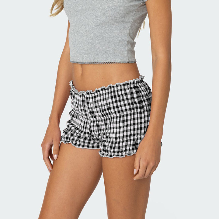 Dame Rynkede Shorts i Vichy-design Skovae