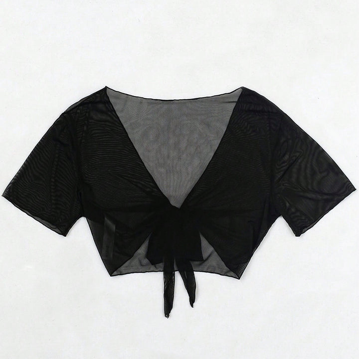 Dame Transparent Bluse med bundet detail Skovae