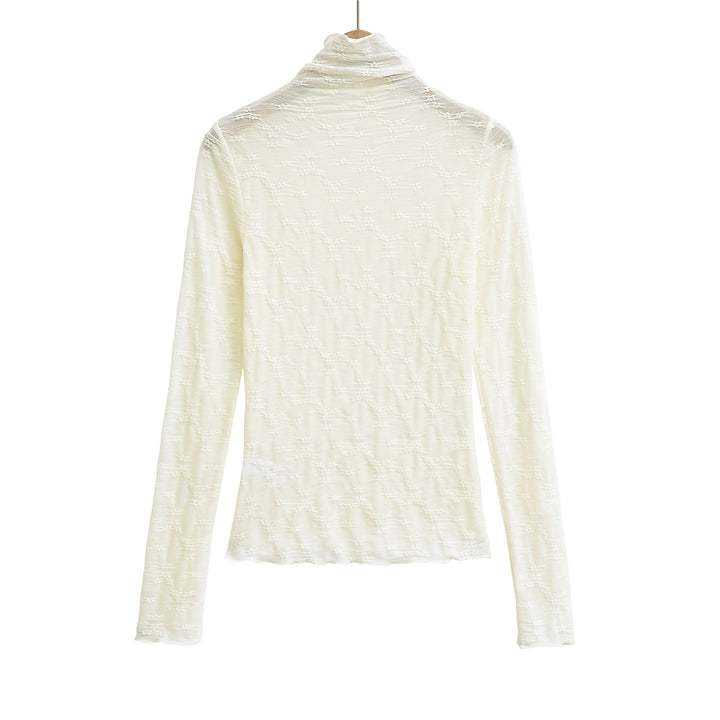 Dame langærmet overdel med høj stehkrave og højkvalitets strukturdesign Stilla
