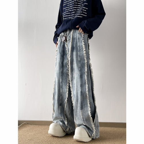 Stilfulde damejeans med vidde ben og distressed-effekter Stilla