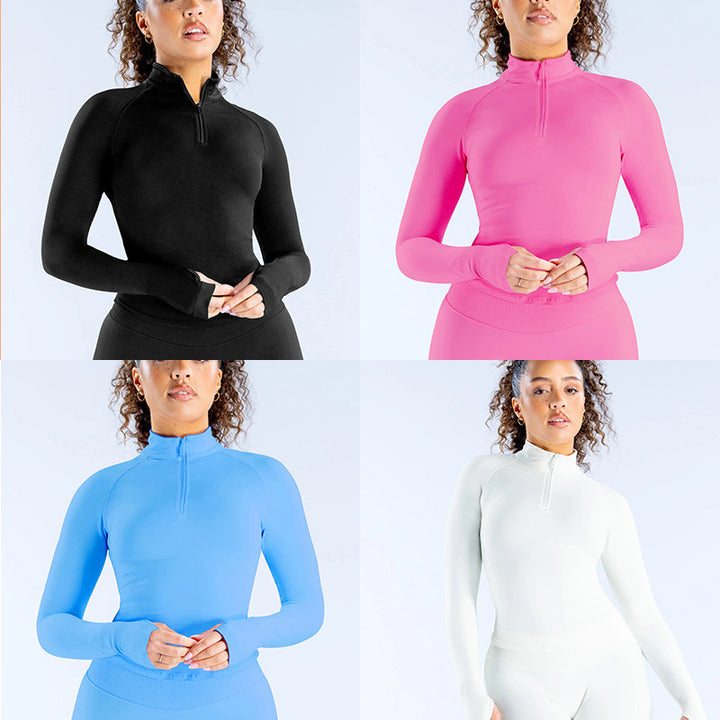 Damer Sporty Zip-Udskæring Langærmet Top Skovae