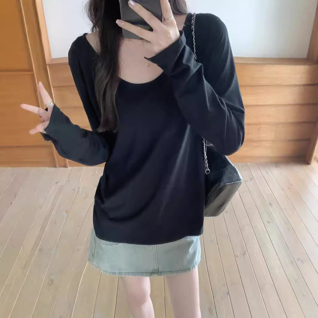 Dame Oversized Rundhalset Langærmet T-shirt Stilla