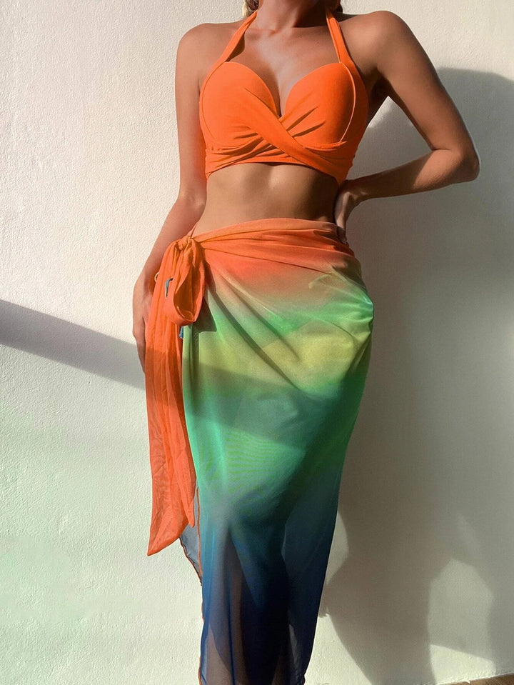 Dame bikini-top med omslagdesign og gennemsigtig pareo Stilla