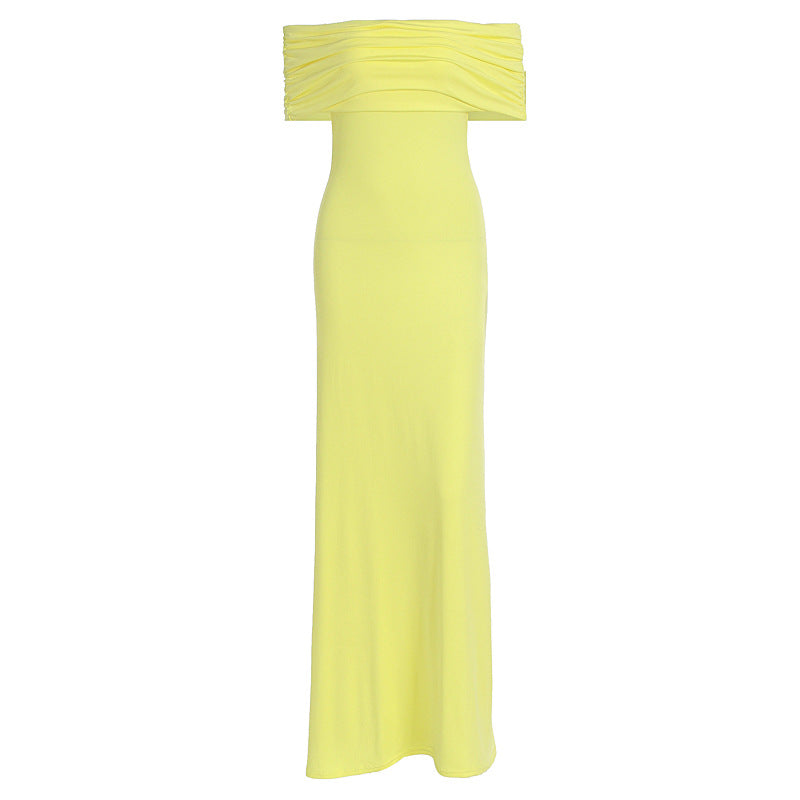 Damer Off-Shoulder Maxikjole med dekorative Rüschendetails Skovae