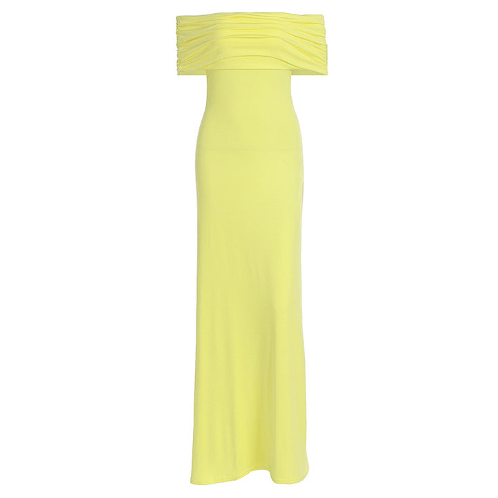 Damer Off-Shoulder Maxikjole med dekorative Rüschendetails Skovae