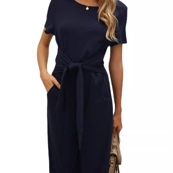 Dame Elegant Jumpsuit med Talje bælte og praktiske lommer Stilla