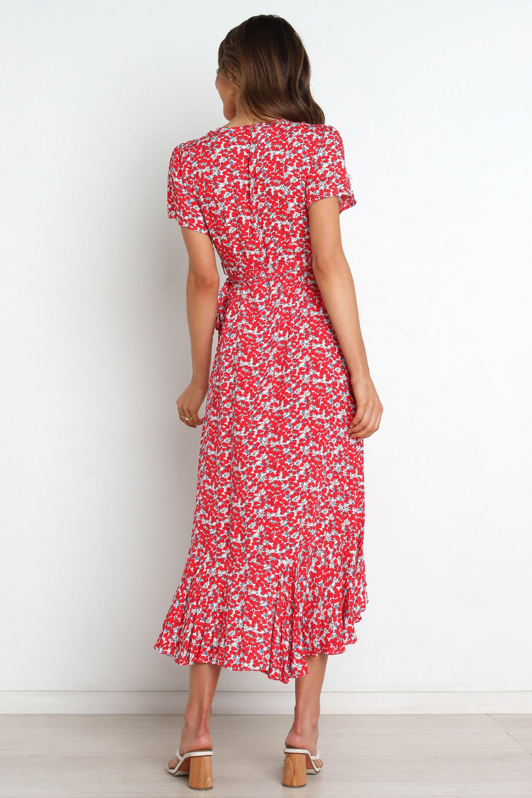 Dame Wrap Midi Kjole med blomstertryk Stilla